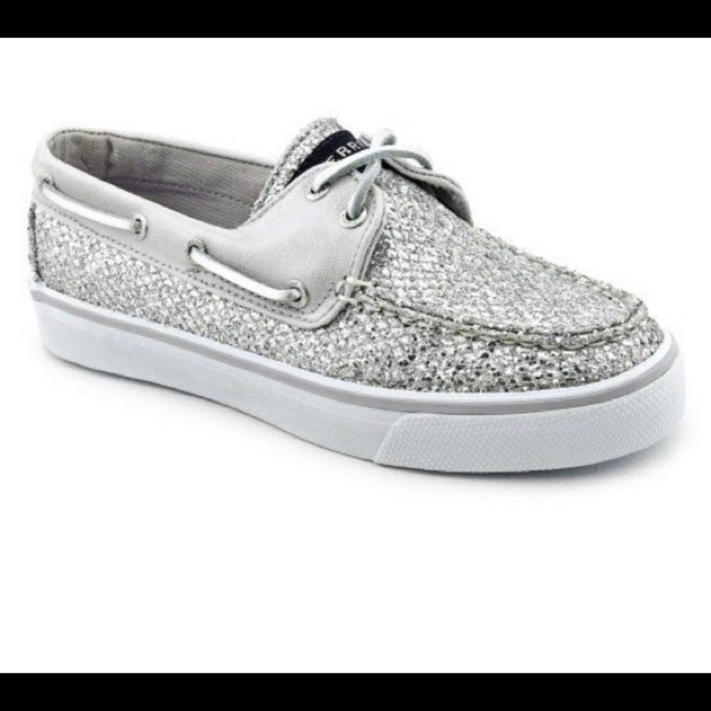 Sequin/silver Sperrys